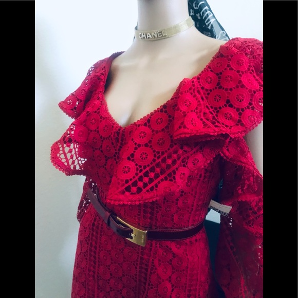 Stunning Alexis S deep red lace dress new - Picture 8 of 14